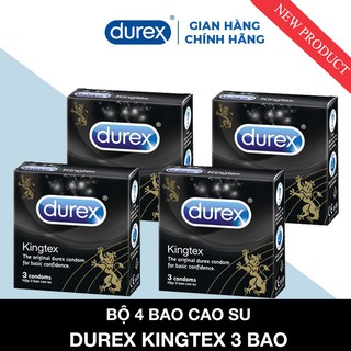 [CHÍNH HÃNG] Bộ 4 bao cao su Durex Kingtex 3 bao/hộp ( đường kính 49mm) ôm sát vừa vặn