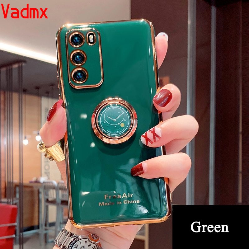 Case Samsung Galaxy A6 A8 Plus A6+ A8+ A8 A7 A6 J8 2018 S10 Plated Soft Finger Ring Bracket Holder Phone Cover