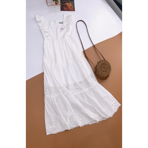 Đầm maxi thô thêu ZRAAA