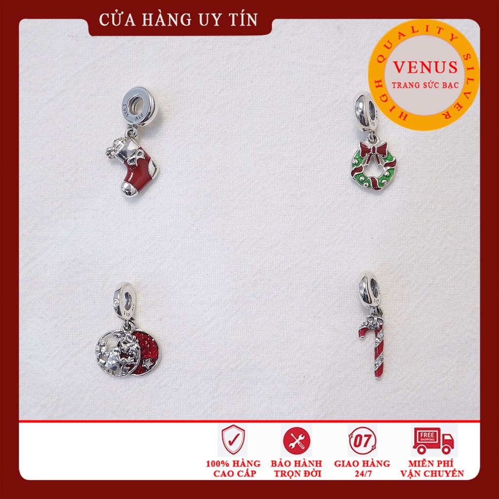[Charm bạc 925 cao cấp] Charm treo chiếc tất đỏ- Mã sản phẩm VENUST21