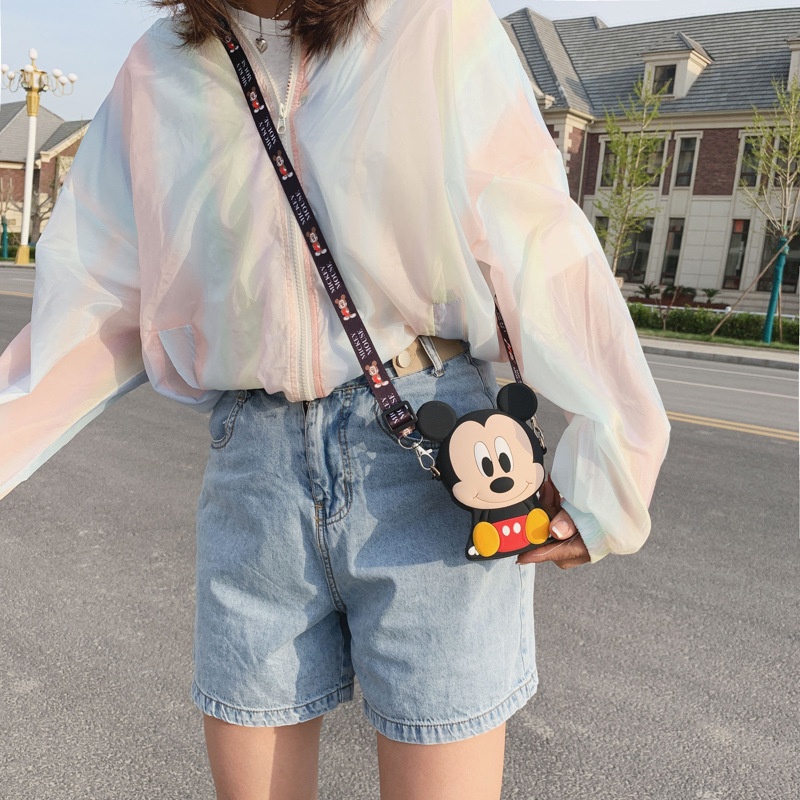 Túi Đeo Chéo Mini Họa Tiết Hoạt Hình Mickey Minnie Kitty Dành Cho Bé Gái