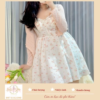 Set Đầm 2 Dây Hoa Dáng Ngắn Kết Hợp Áo Cardigan Mỏng Ht39 Thích Hợp Cho Nữ