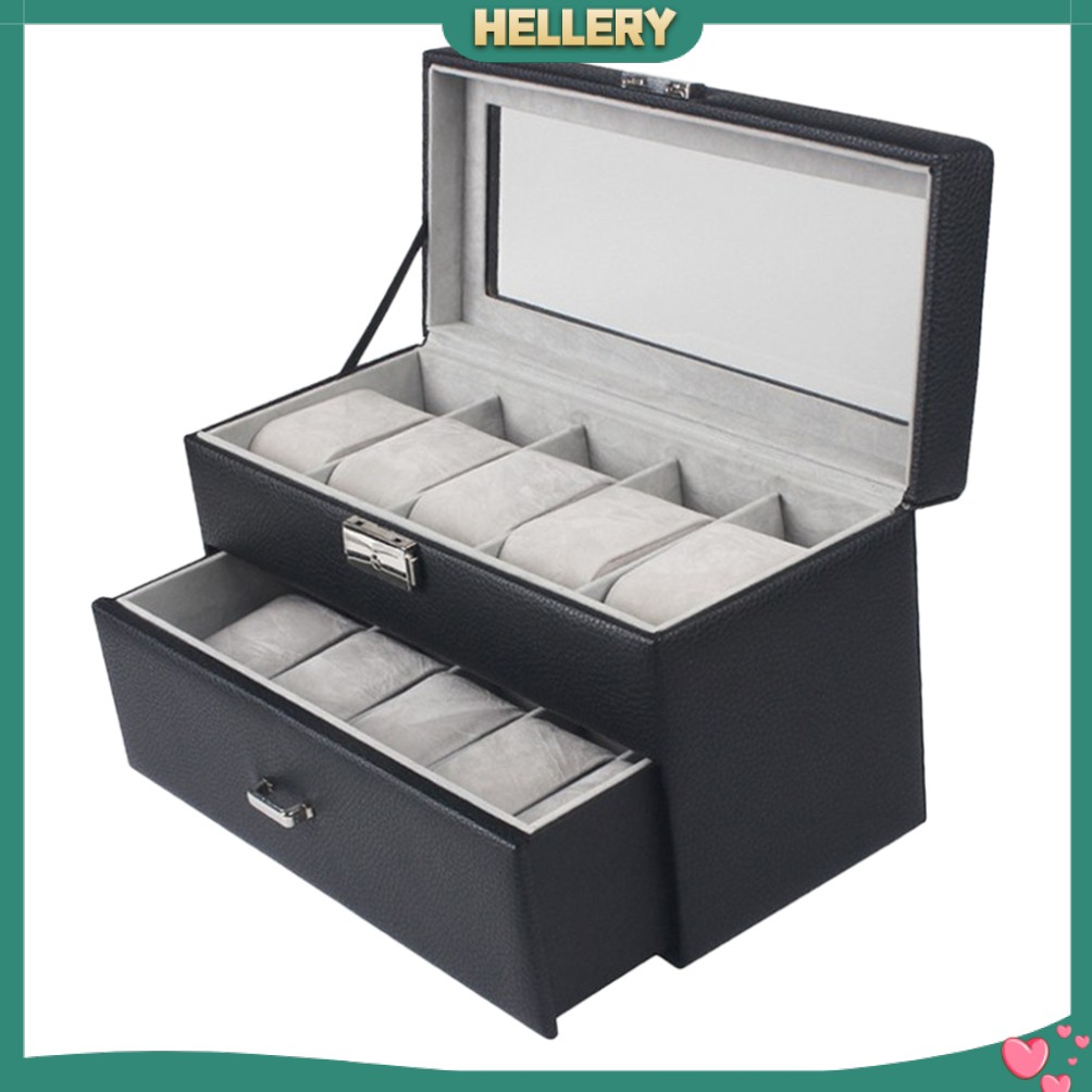 Hộp Đựng Đồng Hồ 2 Tầng 20 Ngăn Có Nắp Đậy Tiện Dụng