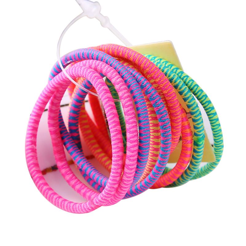 Set 10 Dây Buộc Tóc Cao Su Co Giãn Nhiều Màu Sắc Phản Quang Cho Bé Gái