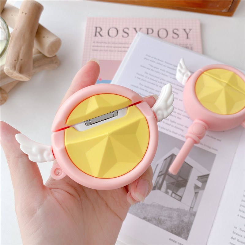 Vỏ bảo vệ hộp sạc tai nghe silicon mềm hình gậy phép cho AirPods Pro Airpods 1/2