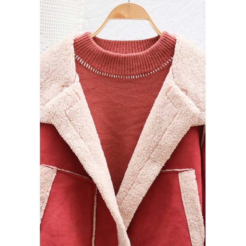 Áo da lộn lót lông cừu