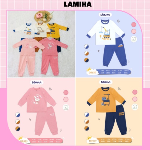 Bộ quần áo dài tay thu đông cho bé trai bé gái Dokma sale size 6M-36M DB910 Lamiha