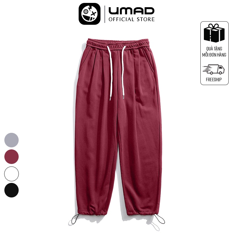 Quần Jogger Unisex basic TRƠN UMAD 3 màu Chất Nỉ form rộng chun ống dây rút cá tính năng động đi chơi đi học