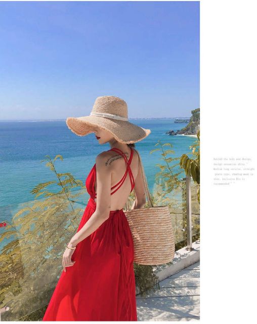 🔴Đầm maxi đỏ đan lưng/ hở lưng xẻ tà đi biển | BigBuy360 - bigbuy360.vn