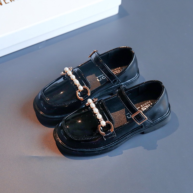 Giày Búp Bê Công Chúa Cho Bé Gái Đính Ngọc Trai Da Mềm Phong Cách Hàn Quốc Size 26-36 M058