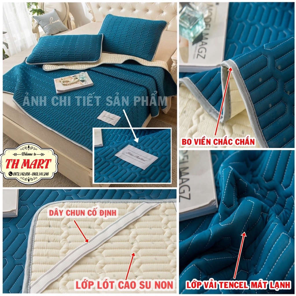 Chiếu Điều Hoà Mủ Cao-Su Non Tặng Kèm 2 Vỏ Gối Cùng Loại 3D Tencel Latex, Mát Mềm Mịn Nhập Khẩu ( Hàng Đẹp )