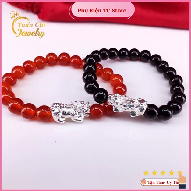 Lắc Tay Bạc BIG SALE Vòng Tay Đá Phong Thủy Đủ Màu Theo Mệnh Kết Hợp Tỳ Hưu Tài Lộc, May Mắn