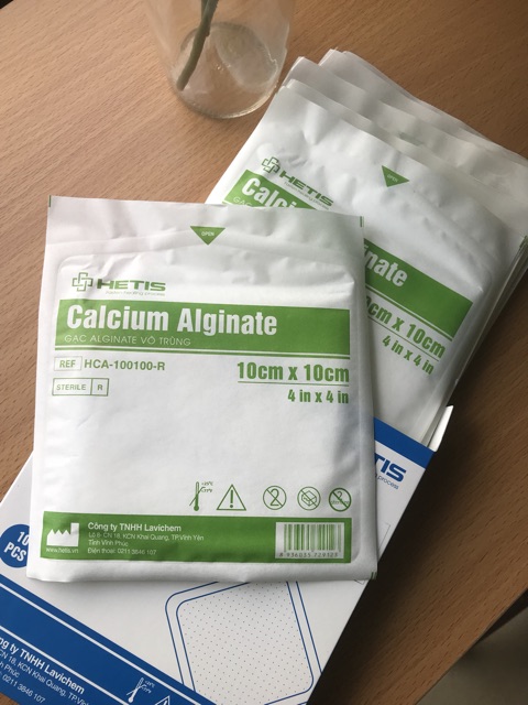 [SHIP GRAB/NOWSHIP] Gạc vết thương Alginate vô trùng HETIS Calcium Alginate rong biển(Hộp 10 miếng tùy size) HCA100100