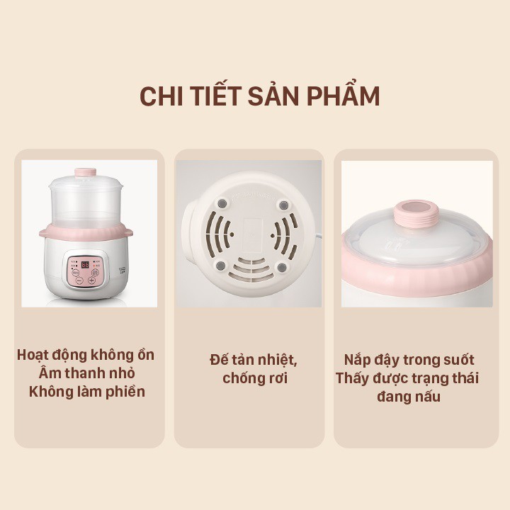 Nồi Nấu Cháo Chậm, Nồi Đa Năng, Nồi Hầm Chậm, Ninh Hầm, Tiềm, Nấu Cháo Cách Thủy - Lotor 0.8 Lít D08 - BẢO HÀNH 12 THÁNG