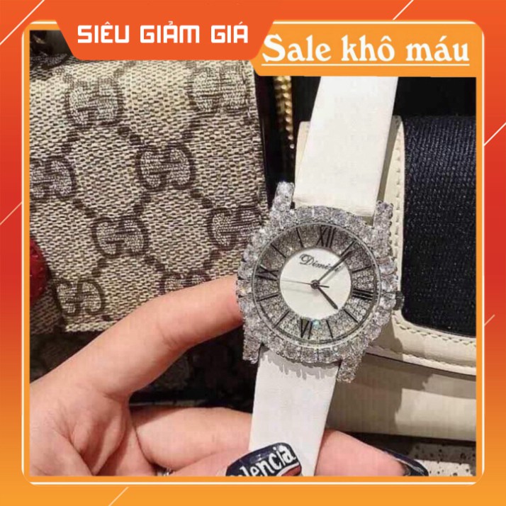 Đồng hồ dây da mềm thiết kế đính đá kim cương nhân tạo sang trọng đeo cực sáng tay và nổi bật | BigBuy360 - bigbuy360.vn