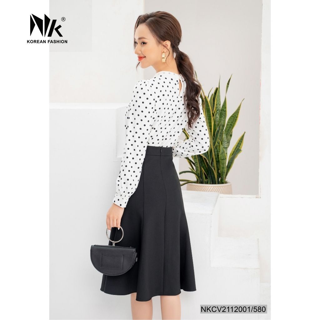 Chân Váy Nữ Công Sở NK Fashion Dáng Dài Đuôi Cá Lệch Kèm Đai Eo, Chất Liệu Co Giãn Nhẹ NKCV2112001