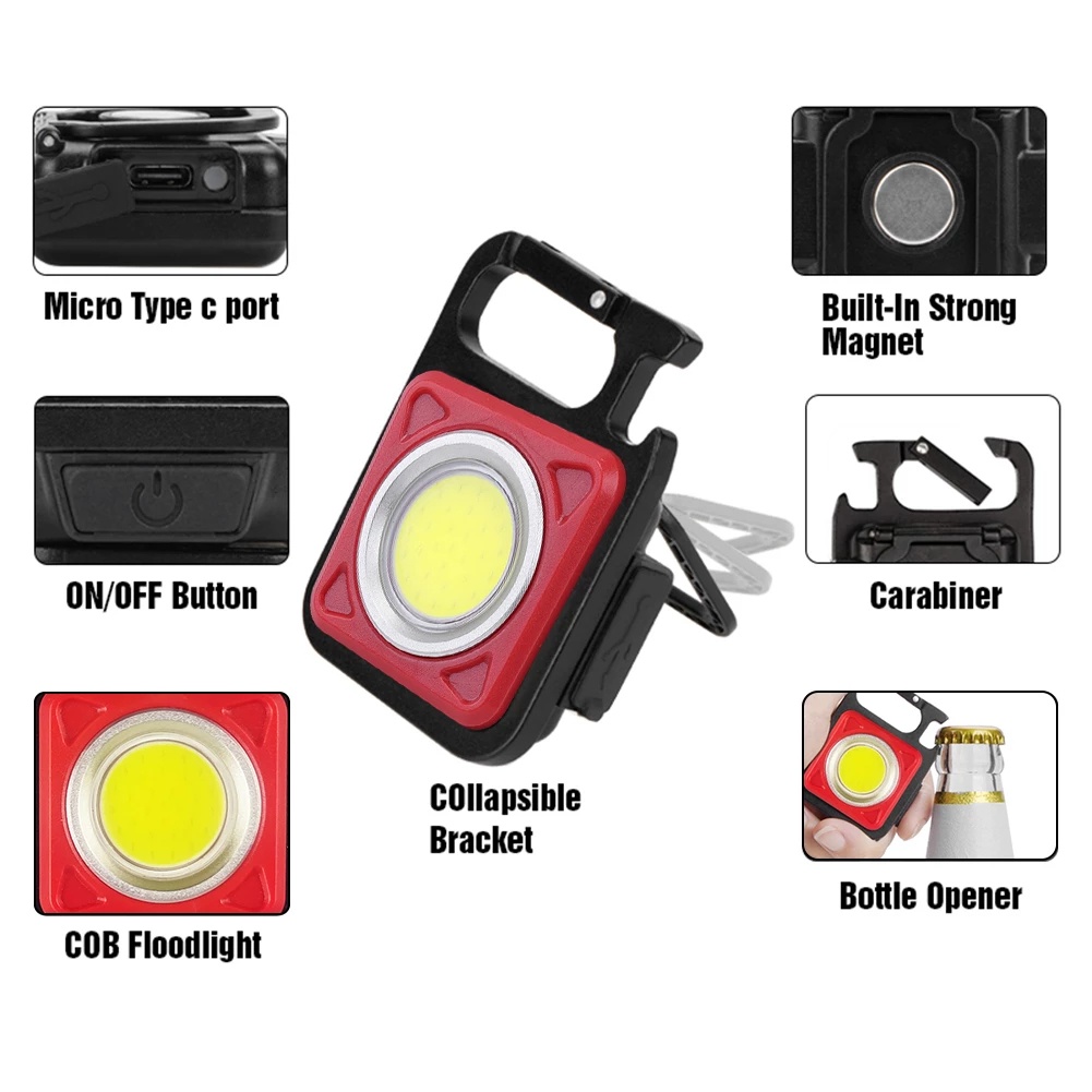 Đèn Pin Mini COB Bỏ Túi Chống Nước Đa Năng Có Thể Sạc Lại Bằng Cổng USB Dùng Cho Hoạt Động Ngoài Trời