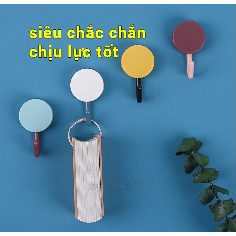 Vỉ 10 móc nhựa tròn dán tường siêu dính, siêu chịu lực