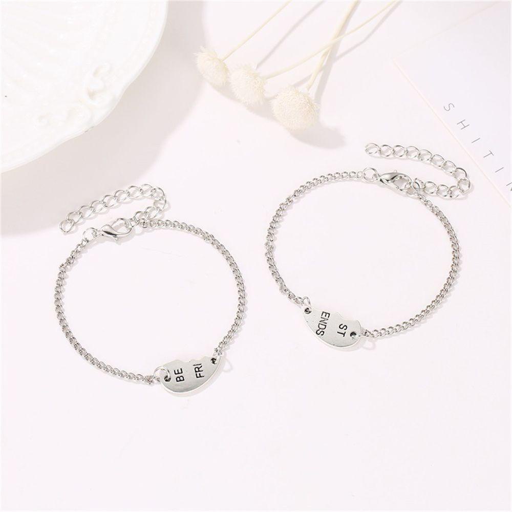 Set 2 Vòng Tay Tình Bạn Mặt Trái Tim Ghép Dễ Thương Thời Trang