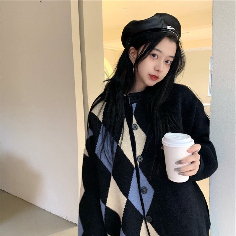 HUANG YOYO   Áo dây len / Áo cardigan dài tay cổ tròn thời trang Hàn Quốc dành cho nữ | BigBuy360 - bigbuy360.vn