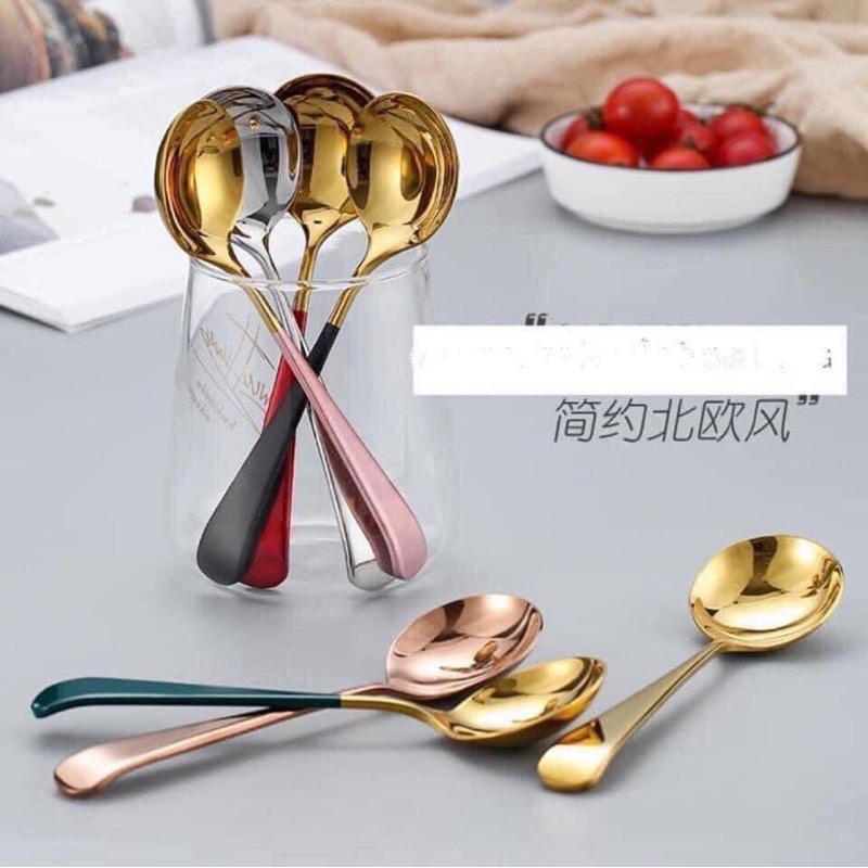 Set bộ thìa 5 cái 5 màu inox siêu dày dặn