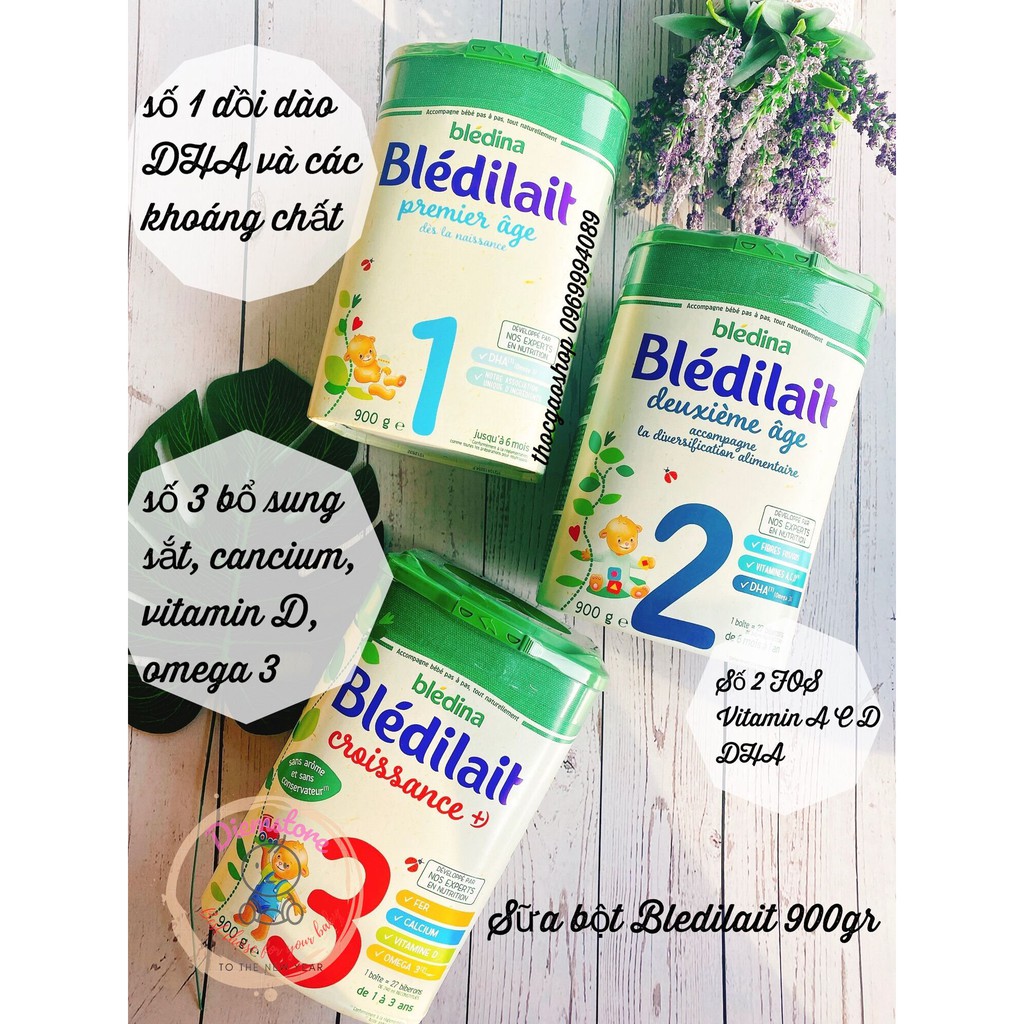 [Mẫu mới]Sữa bột Bledilait Bledina Pháp số 1 2 3 4 hộp 900gr