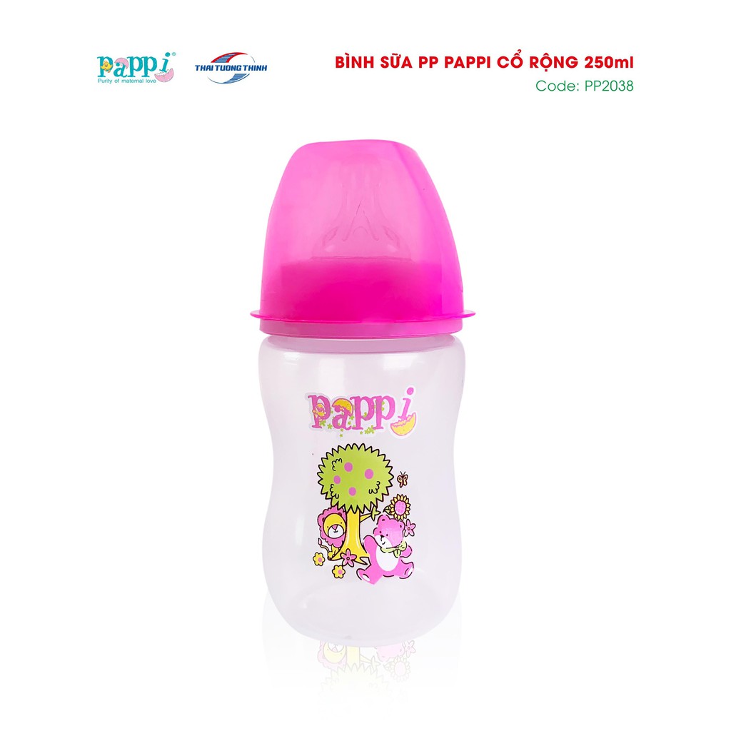 Bình Sữa PP cổ rộng Pappi 250ml - 330ml Thailand BPA FREE