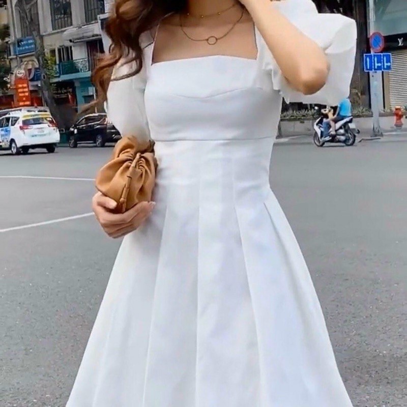 [Kèm feeback] Đầm dạo phố dáng xoè cổ vuông tay phồng sang trọng Jada Dress | BigBuy360 - bigbuy360.vn