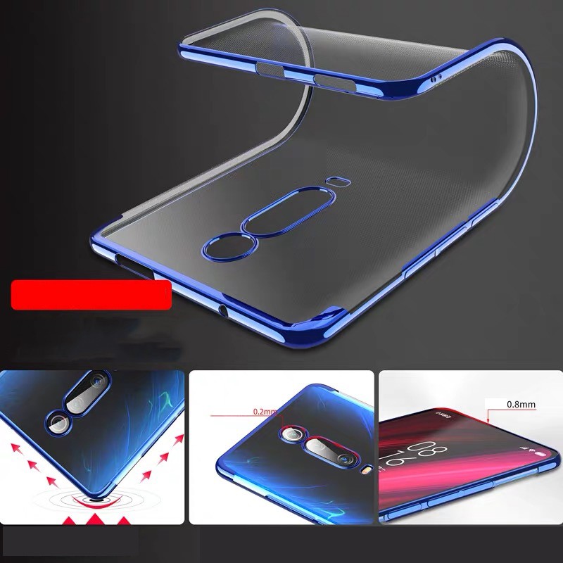 Ốp điện thoại trong suốt viền màu cho Xiaomi Redmi K20 Pro Redmi Note 7 Note 5 Pro S2 Mi 9 Mi 8 Lite A2 MAX 3 Mix 2S