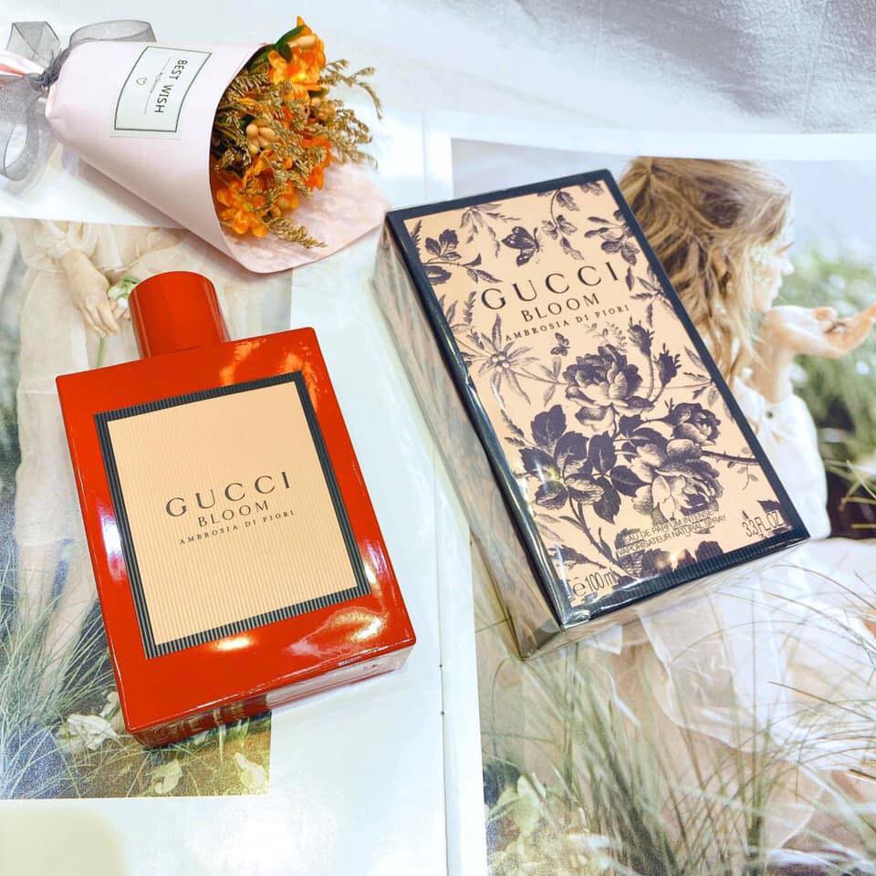 Nước Hoa Nữ Gucci Bloom Ambrosia di Fiori EDP 100ml - Chai Đỏ - AM346