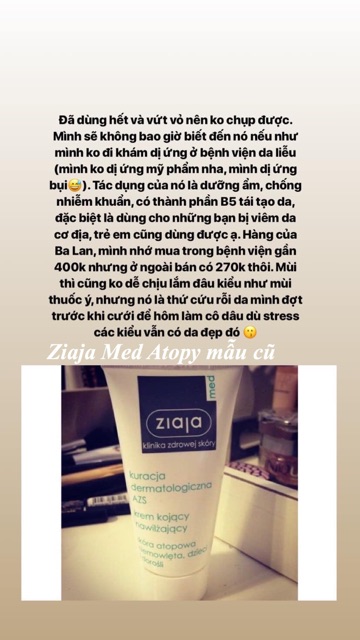 [Mẫu mới nhất] Kem Ziaja Med Atopy AZS hàng Balan 50ml (bill ảnh sau)