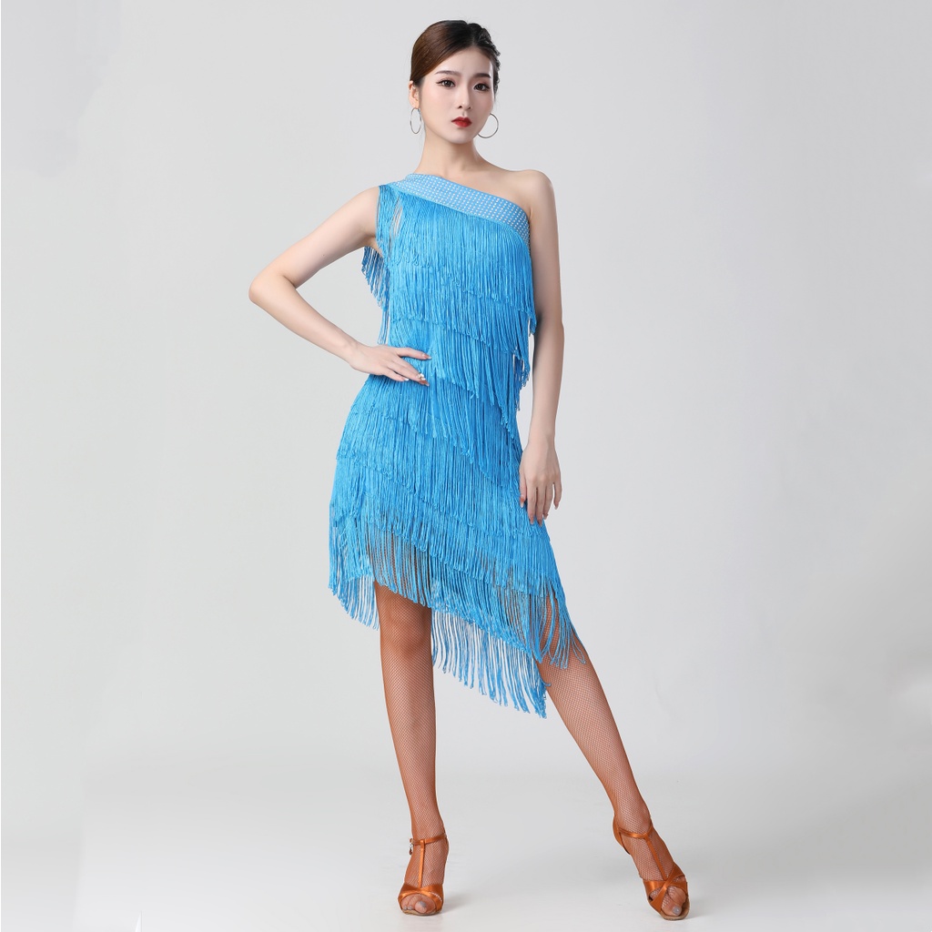 Bộ Trang Phục Nhảy latin Phối Tua Rua Xinh Xắn Cho Nữ