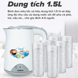 [Oder] - Bình Đun Siêu Tốc 2 Lớp Asanzo SK-1815