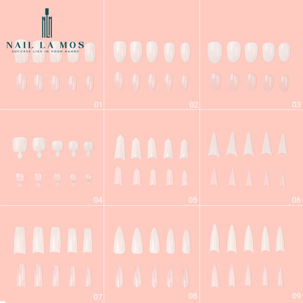 Móng nối, móng úp Hàn Quốc đủ loại, nhiều phom chuẩn đẹp, chất liệu nhựa dẻo chuyên dụng