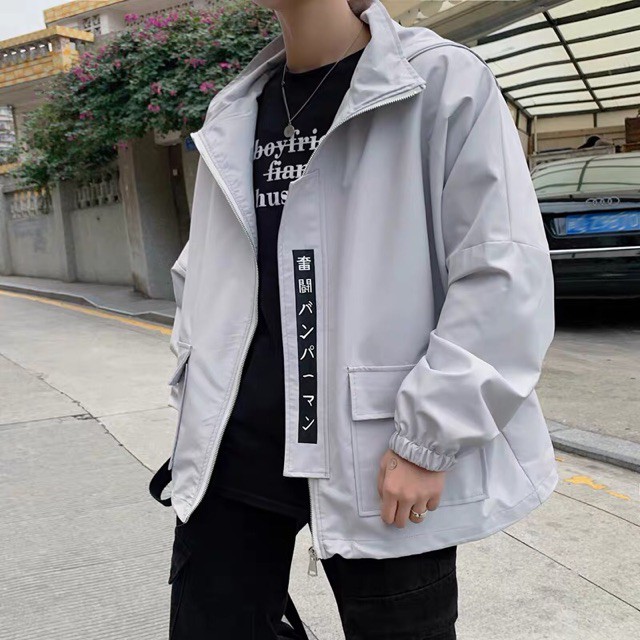 Áo khoác kaki túi hộp unisex Chữ Hàn, nam nữ ulzzang Wind cao cấp tại Chiwawa shop