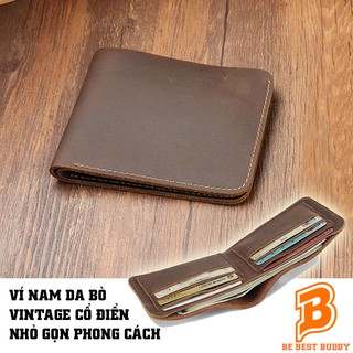 Bóp Ví Nam Da Bò Thật Vintage Ví Da Bò Nguyên Miếng Ví Ngang