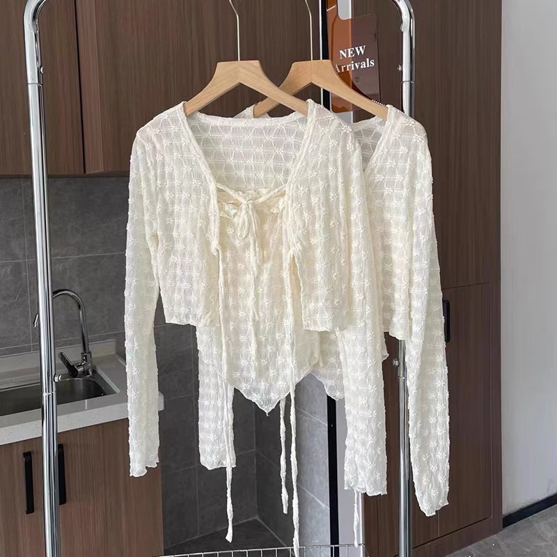 [Sẵn] SET ÁO REN 2 DÂY VẠT CHÉO (ảnh thật)