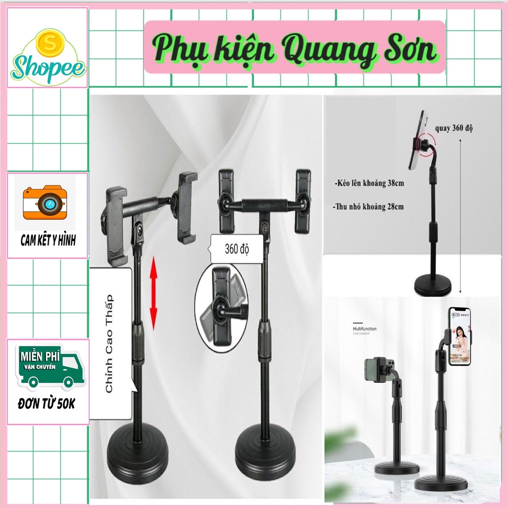 Giá Đỡ Điện Thoại Loại 1 Kẹp, 2 Kẹp Để Bàn Chịu Lực Tốt, Livestream Xem Video Xoay 360 Độ