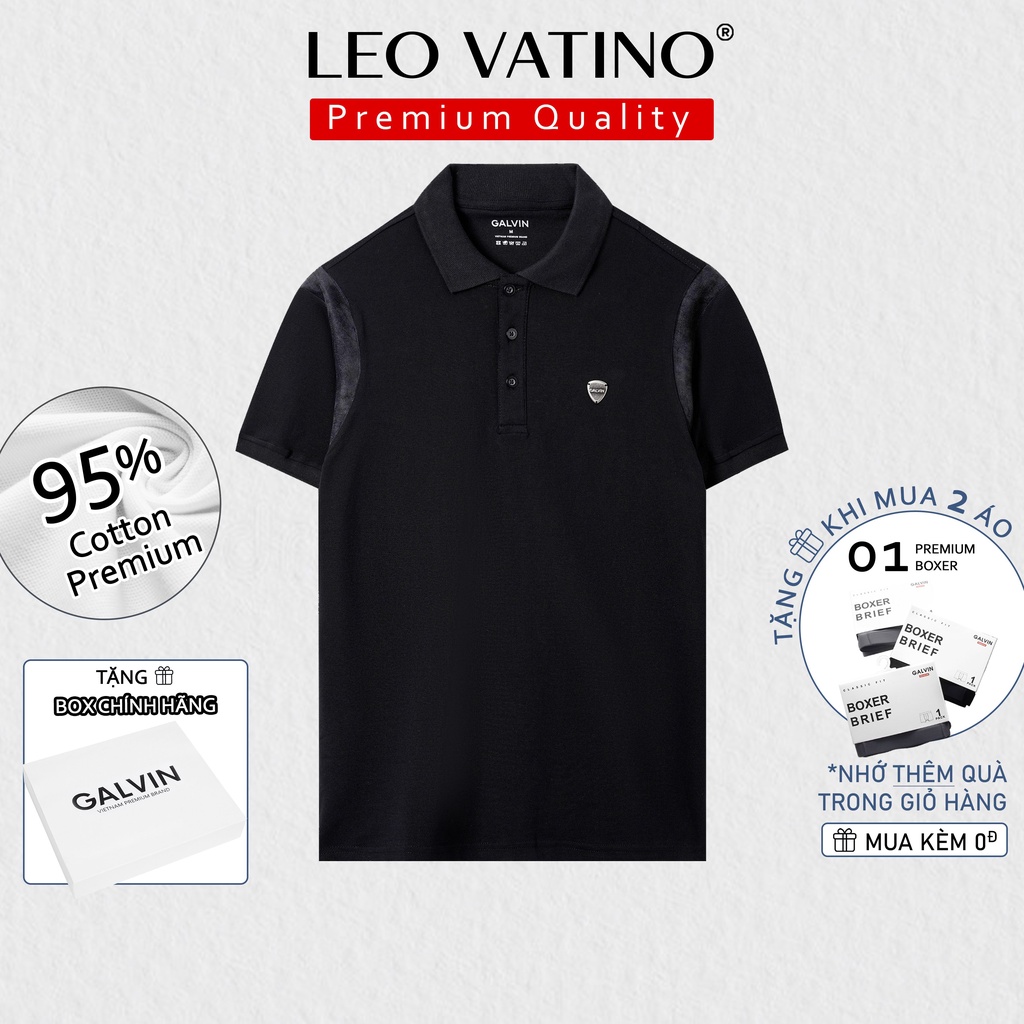 Áo polo nam Galvin Premium cotton cao cấp 95% Teddy phối viền cổ gắn tag Hợp kim Aluminum PR02 thun cổ bẻ - Leo Vatino