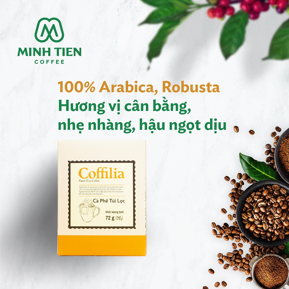 [MUA 2 TẶNG 1]Cà phê túi lọc nguyên chất phin giấy Coffilia 72g (6 gói x 12g) | BigBuy360 - bigbuy360.vn