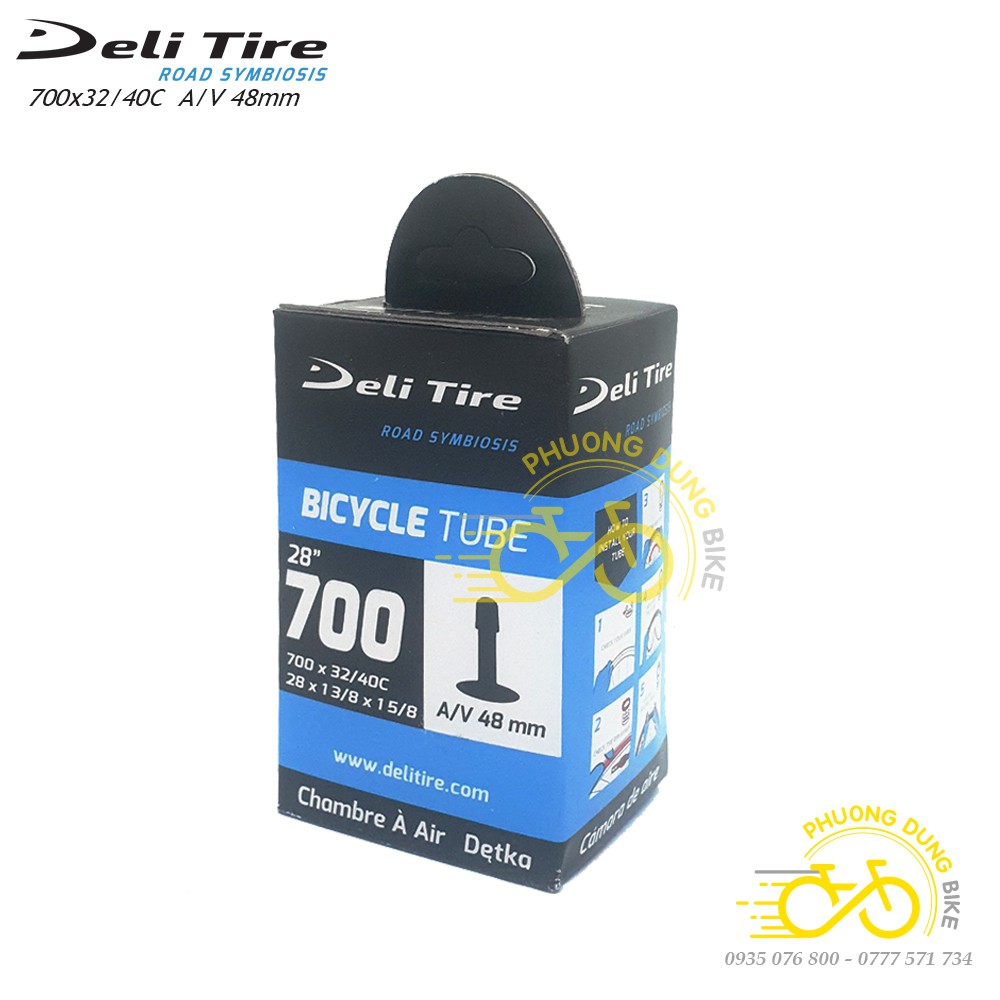 Ruột xe đạp Deli Tire 700x32-40C 48mm Van Mỹ - Van Xe Máy