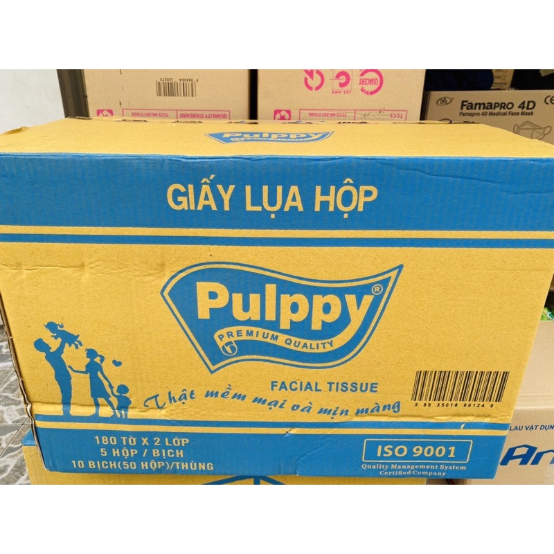 1 thùng 50 hộp khăn giấy rút Pulppy x 180 tờ/khăn giấy hộp lớn