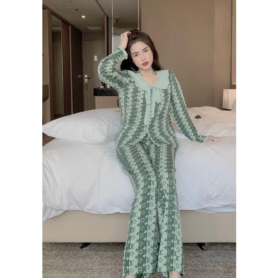BỘ LỤA SATIN 3D QUẦN DÀI TAY NGẮN