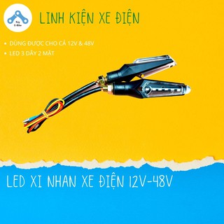 Xi nhan xe điện dùng cho cả 12V và 48V, xi nhan xe máy điện, xe đạp điện dạng LED 2 mặt trước sau, 1 đôi