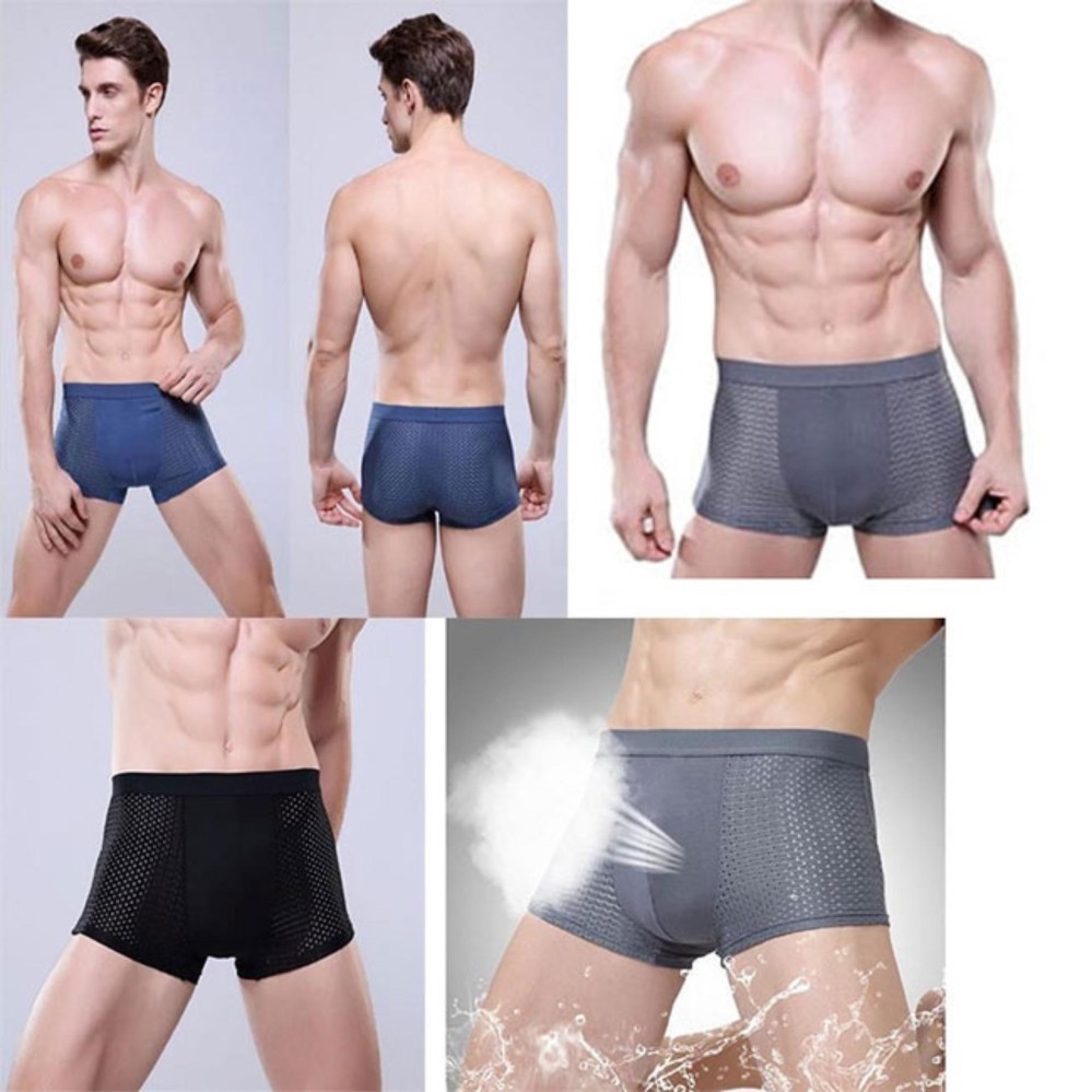 [Hộp 4 quần] Quần lót nam boxer sịp đùi nam dạng lưới thông hơi cao cấp