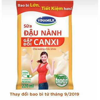 THÙNG 48 BỊCH SỮA ĐẬU NÀNH GẤP ĐÔI CANXI 220ml
