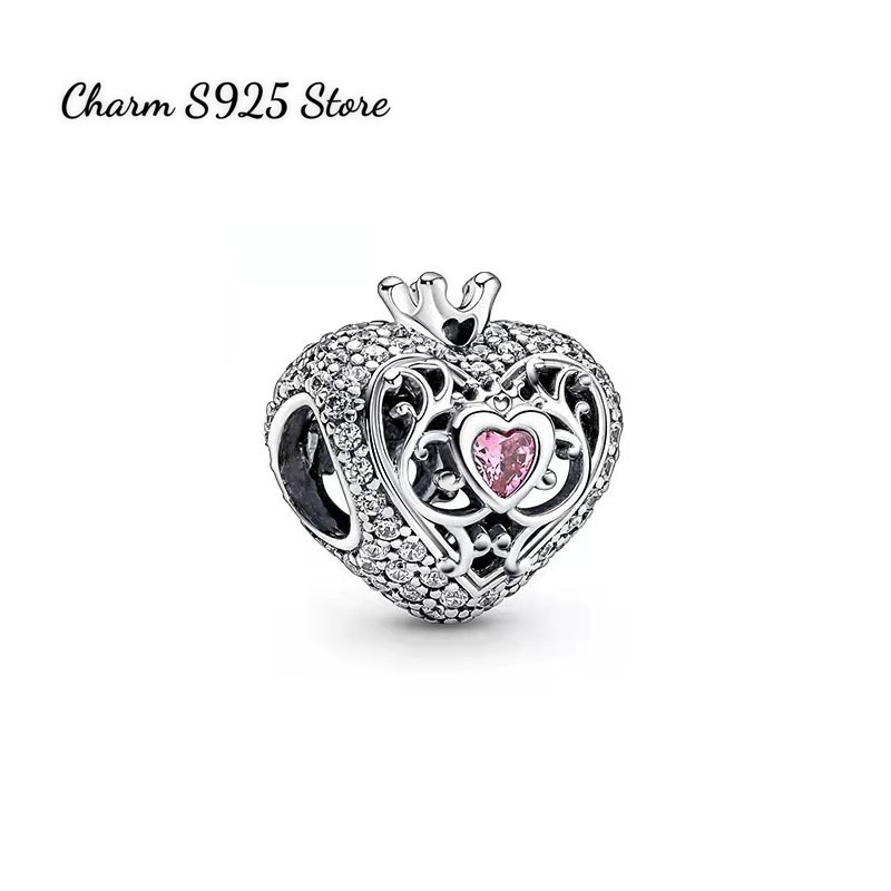 CHARM PAN ALE TIM VƯƠNG MIỆN ĐÍNH ĐÁ BẠC S925 CAO CẤP