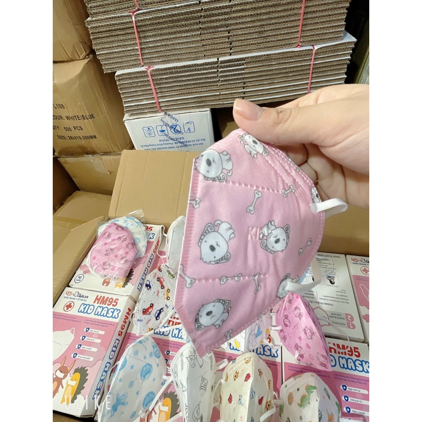 Khẩu trang TRẺ EM 5D cao cấp HM hộp 10 cái Ngăn ngừa bui, vi khuẩn, các bệnh lây truyền qua đường hô hấp