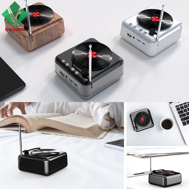 Máy Nghe Nhạc Đĩa Than Vinyl Cổ Điển Di Động Kèm Loa Dùng Làm Quà Tặng Giáng Sinh