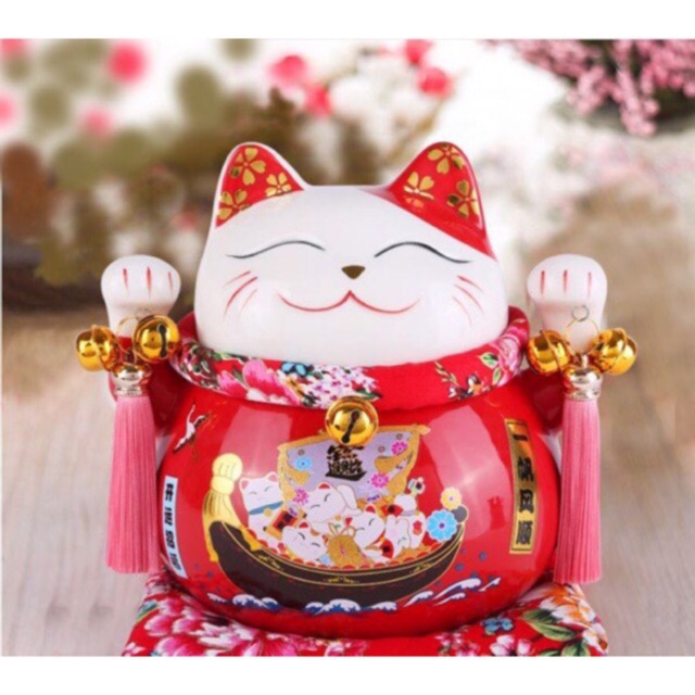 [Big Sale] Mèo Thần Tài, Mèo May Mắn Maneki Neko Mèo năng lượng cao 10 Cm